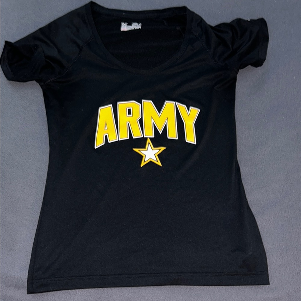 Under armour size small black yellow army t shirt‎ women's small semi fitted